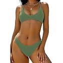 ZAFUL Women's Tie Back Padded High Cut Bralette Bikini Set 2 Piece Swimsuit