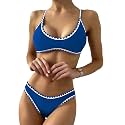 ZAFUL Women's Tie Back Padded High Cut Bralette Bikini Set 2 Piece Swimsuit
