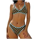 ZAFUL Women's Tie Back Padded High Cut Bralette Bikini Set 2 Piece Swimsuit