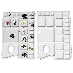 zahepa rectangle 25 compartment colour palette for painting watercolor palette for artists amp kids plastic mixing tray acrylic amp poster colour palettes art amp craft painting accessory pack of 2