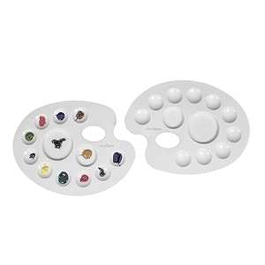 zahepa oval 12 compartment colour palette for painting watercolor palette for artists amp kids plastic paint mixing tray acrylic amp poster colour palettes art amp craft painting accessory pack of 2