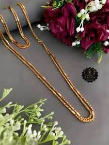zaika mohini mop ms dubble box 30 inch long for women and girls gold-plated plated brass chain