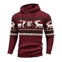 Zaitun Mens Hooded Sweatshirt Long Sleeve Knitted Pullover Sweater