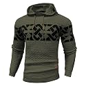 Zaitun Mens Hooded Sweatshirt Long Sleeve Knitted Pullover Sweater