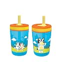 Zak Designs 15oz Bluey Kelso Tumbler Set, Leak-Proof Screw-On Lid with Straw Made of Durable Plastic and Silicone, Perfect Bundle for Kids, 2 Count (Pack of 12)