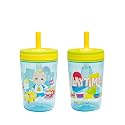Zak Designs 15oz Cocomelon Kelso Tumbler Set, Leak-Proof Screw-On Lid with Straw Made of Durable Plastic and Silicone, Perfect Bundle for Kids