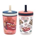 Zak Designs Disney Cars Kelso 15oz Leak-Proof Toddler Straw Cups, 2-Pack