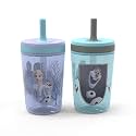 Zak Designs Disney Frozen II Movie Kelso Tumbler Set, Leak-Proof Screw-On Lid with Straw, Made of Durable Plastic &amp; Silicone, Perfect Bundle for Kids (Frozen 2 Olaf, 2pc Set), 15 Ounces (Pack of 12)