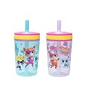 Zak Designs Disney SuperKitties Kelso Toddler Tumblers - Travel or At Home,Durable Plastic Sippy Cups With Leak-Proof Design is Perfect -Kids (Ginny,Sparks,Buddy,Bitsy),2 Count,15 Ounces (Pack of 12)
