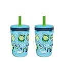 Zak Designs Kelso 15 oz Tumbler 2pc Set, (Campout) Leak-Proof Screw-On Lid with Straw Made of Durable Plastic and Silicone, Perfect Cup Bundle for Kids, 15 Ounces (Pack of 12)