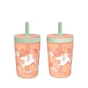 Zak Designs Kelso Tumbler Set 15 oz, (Unicorn) Leak-Proof Screw-On Lid with Straw Made of Durable Plastic and Silicone, Perfect Cup Bundle for Kids (2pc Set), 15 Ounces (Pack of 12)