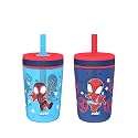 Zak Designs Marvel Spider-Man Kelso Toddler Cups for Travel or at Home, 15oz 2-Pack Durable Plastic Sippy Cups with Leak-Proof Design is Perfect for Kids (Spidey and His Amazing Friends)