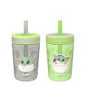 Zak Designs Star Wars The Mandalorian Kelso Toddler Cups For Travel or At Home,Durable Plastic Sippy Cups With Leak-Proof Design is Perfect For Kids (Baby Yoda, Grogu),2 Count, 15 Ounces (Pack of 12)