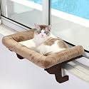 Zakkart Cat Perch for Windowsill with Bolsters (Dark Stained/Brown, L)