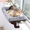 Zakkart Cat Perch for Windowsill with Bolsters (Dark Stained/Gray, L)