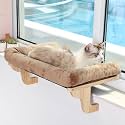 Zakkart Cat Perch for Windowsill with Bolsters (Natural Wood/Brown, XL)
