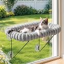 Zakkart Cat Window Perch, 100% Metal Supported from Below (Gray Stripped)