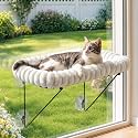 Zakkart Cat Window Perch, 100% Metal Supported from Below (White Stripped)