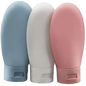 zalujmus travel toiletry kit bottle 3 pcs leak proof refillable squeezable containers set60 ml with label and transparent carry bag for liquid shampoos soap and toiletries multicolor