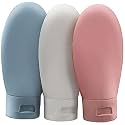 ZALUJMUS Travel Toiletry Kit Bottle, 3 Pcs Leak Proof Refillable Squeezable Containers Set(60 Ml) With Label And Transparent Carry Bag For Liquid Shampoos, Soap And Toiletries. (Multicolor)