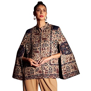 zamour women39s woven royal luxury cape jacket in paisley patterns medium-large