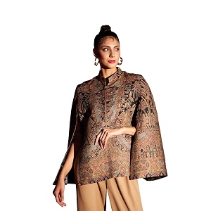 zamour women39s woven royal luxury cape jacket in paisley patterns medium-large