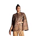 Zamour Women's Woven Royal Luxury Cape Jacket in Paisley Patterns (Medium-Large)