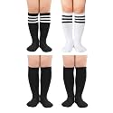 Zando 4 Pairs Kids Soccer Socks Athletic Youth Boys Girls Knee High Socks