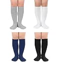 Zando 4 Pairs Kids Soccer Socks Athletic Youth Boys Girls Knee High Socks