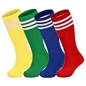 Zando 4 Pairs Kids Soccer Socks Athletic Youth Boys Girls Knee High Socks