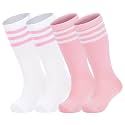 Zando 4 Pairs Kids Soccer Socks Athletic Youth Boys Girls Knee High Socks