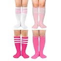 Zando 4 Pairs Kids Soccer Socks Athletic Youth Boys Girls Knee High Socks