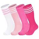 Zando 4 Pairs Kids Soccer Socks Athletic Youth Boys Girls Knee High Socks
