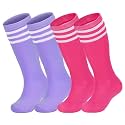 Zando 4 Pairs Kids Soccer Socks Athletic Youth Boys Girls Knee High Socks