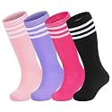 Zando 4 Pairs Kids Soccer Socks Athletic Youth Boys Girls Knee High Socks