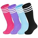 Zando 4 Pairs Kids Soccer Socks Athletic Youth Boys Girls Knee High Socks