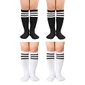 Zando 4 Pairs Kids Soccer Socks Athletic Youth Boys Girls Knee High Socks