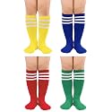 Zando 4 Pairs Kids Soccer Socks Athletic Youth Boys Girls Knee High Socks