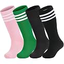 Zando 4 Pairs Kids Soccer Socks Athletic Youth Boys Girls Knee High Socks