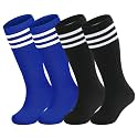 Zando 4 Pairs Kids Soccer Socks Athletic Youth Boys Girls Knee High Socks