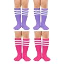 Zando 4 Pairs Kids Soccer Socks Athletic Youth Boys Girls Knee High Socks