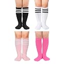 Zando 4 Pairs Kids Soccer Socks Athletic Youth Boys Girls Knee High Socks