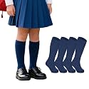 Zando 4 Pairs Kids Soccer Socks Athletic Youth Boys Girls Knee High Socks