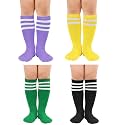 Zando 4 Pairs Kids Soccer Socks Athletic Youth Boys Girls Knee High Socks