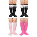 Zando 4 Pairs Kids Soccer Socks Athletic Youth Boys Girls Knee High Socks