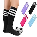 Zando 4 Pairs Kids Soccer Socks Athletic Youth Boys Girls Knee High Socks