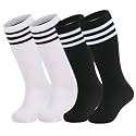 Zando 4 Pairs Kids Soccer Socks Athletic Youth Boys Girls Knee High Socks