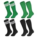 Zando 4 Pairs Kids Soccer Socks Athletic Youth Boys Girls Knee High Socks