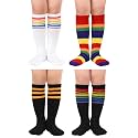 Zando 4 Pairs Kids Soccer Socks Athletic Youth Boys Girls Knee High Socks