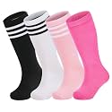 Zando 4 Pairs Kids Soccer Socks Athletic Youth Boys Girls Knee High Socks